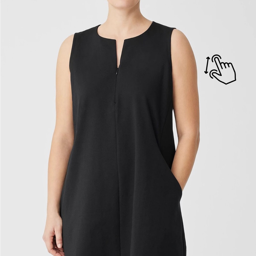 Eileen Fisher Cotton Blend Zip-Up Sleeveless Ponte Black Dress, new without tags - Picture 8 of 8